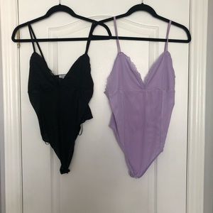 Lilac and Black meshed body suits